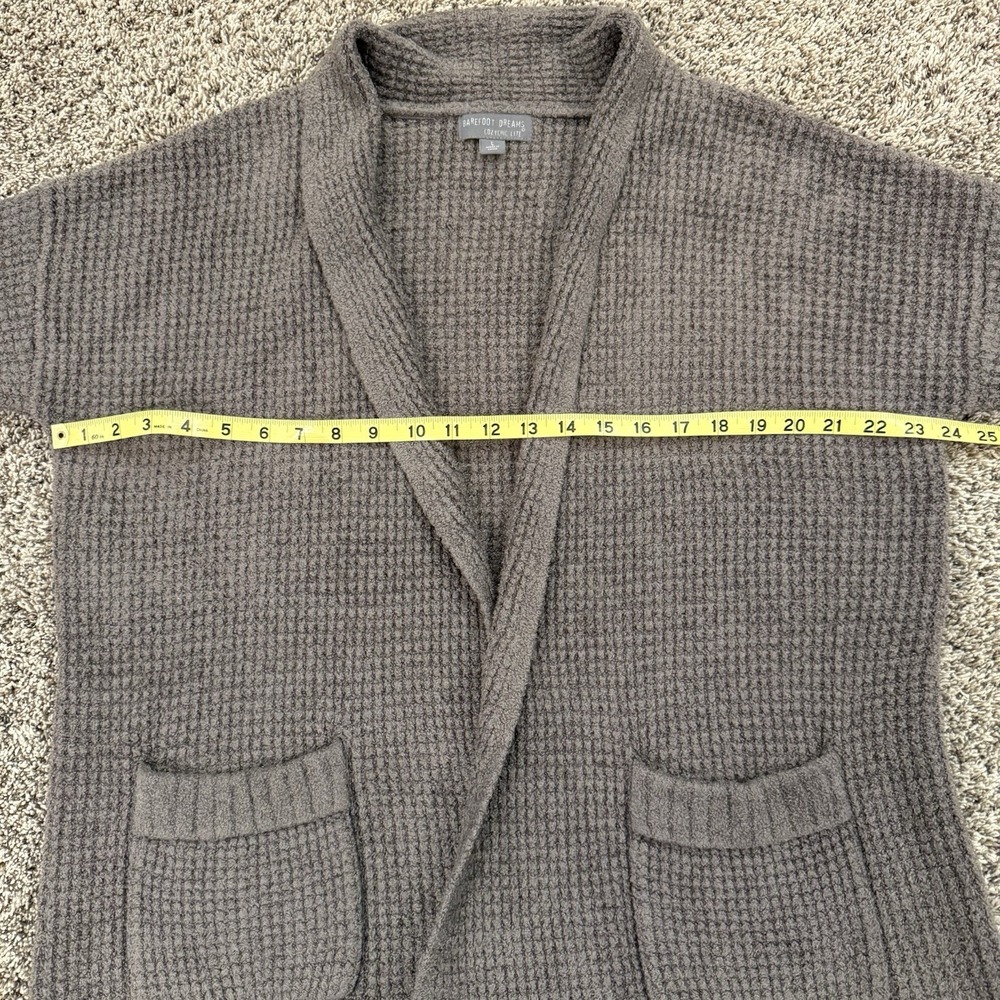 Barefoot Dreams CozyChic Lite Open Front Cardigan - Size L, cocoa/brown/taupe - Picture 10 of 11